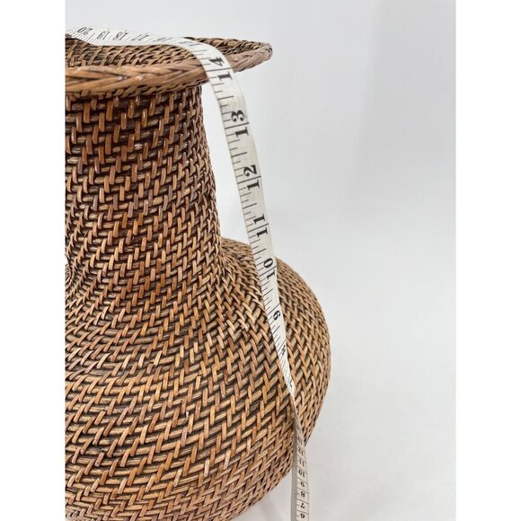 Handwoven Wicker Vase Decorative Accent Piece With Textured Weave & Wide Rim Des - Picture 7 of 7